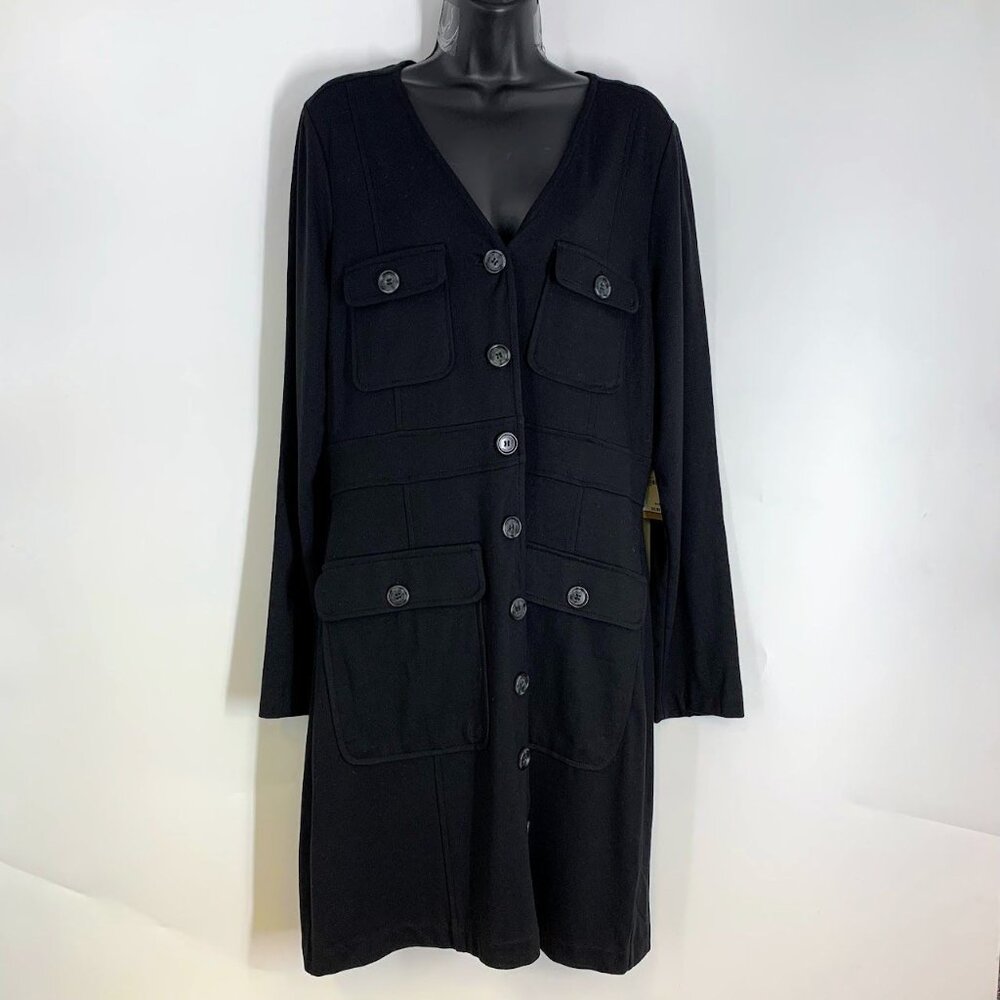 Halogen Women's Button Up Tailored Long Sleeve Coat Dress Size 1X NWT